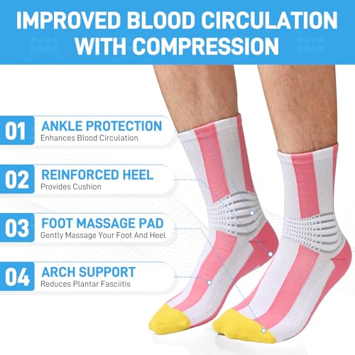 Image of IRAMY Compression Ankle Support Socks Women - Wicking, Cushioned Athletic, Plantar Fasciitis Relief 2 /3 /6 Pairs