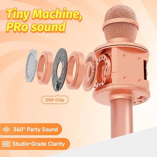 Fede Karaoke Mikrofon, Drahtloses Bluetooth Mikrofon für Kinder, Lustige Geschenke Spielzeug für Teenager Mädchen Jungen, Tragbares KTV Lautsprecher Recorder für Smartphone PC