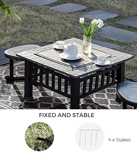 Joybest Outdoor Rug 5X8 Ft Waterproof Reversible Mats, Plastic Straw Rug Modern Area Rug For Indoor Outdoor, Patio, Backyard, Deck, Picnic, Beach, Trailer, Rv Camping, Black White Geometric #TOP5