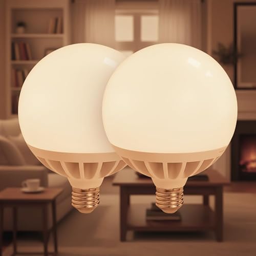 LED ATOMANT Pack 2x Bombilla LED E27 G120 Potentisima 25W. Color Blanco Calido (3000K). Globo de 2450 Lumenes. 330 Grados Apertura.