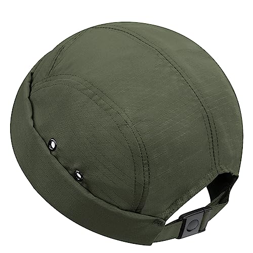 Croogo Brimless Hats Waterproof Beanie Hat Docker Caps 5 Panel Hats for Men Outdoor Waterproof No Visor Skull Cap,Green-DBH01