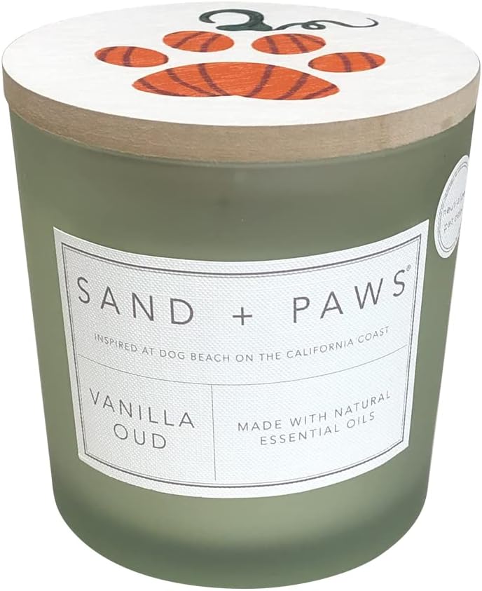 Sand + Paws Scented Candle - Vanilla Oud - Additional Scents and Sizes –Luxurious Air Freshening Jar Candles Neutralize pet Odors and Enhance Home décor – 100% Cotton Lead-Free Wicks - 21 oz