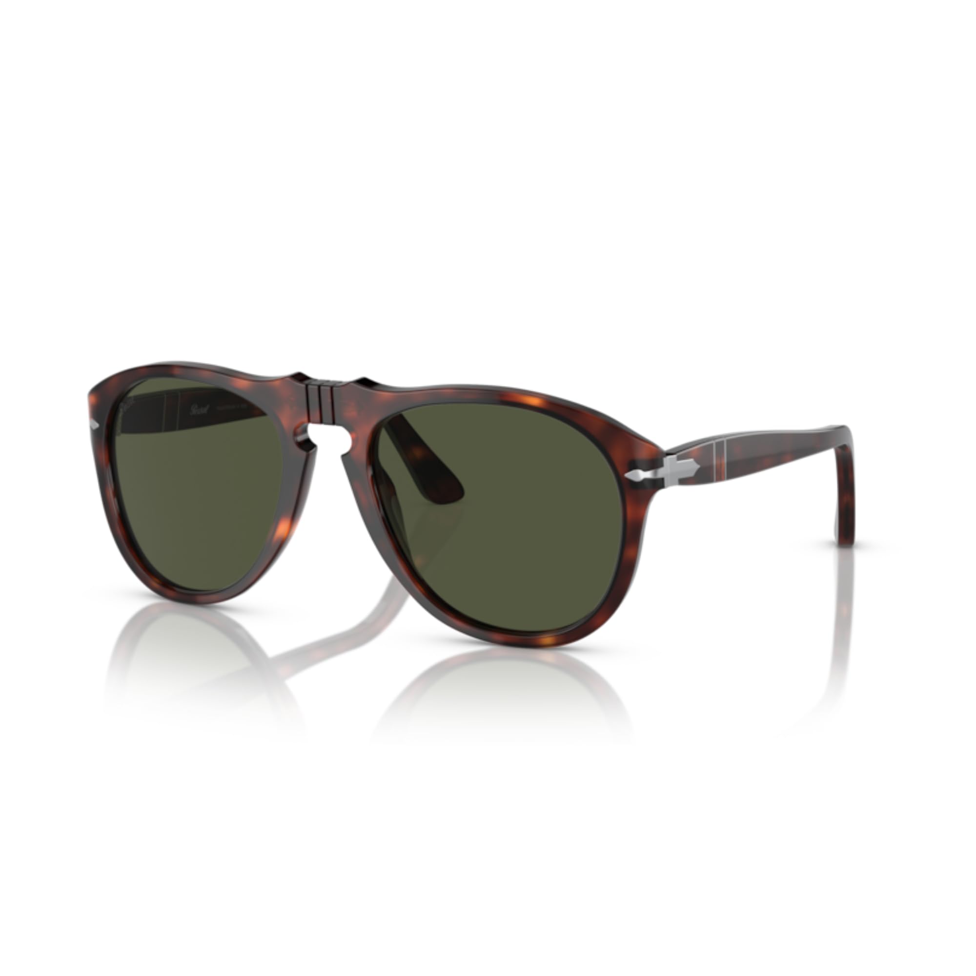 Persol PO0649 24/31 56MM Havana/Crystal Lens Green Aviator Sunglasses for Men +Bundle with Accessory Eyewear Kit