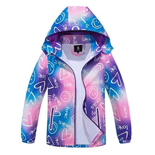 SaphiRose Kids Rain Jacket Waterproof Raincoat Mesh Lined Coat wi...