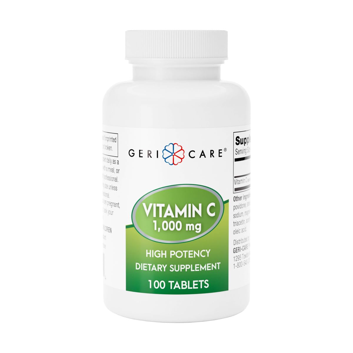 GeriCare Vitamin C 1000 mg – High Potency 100 Tablets – Supports Immune Function, Enhances Skin Care with Collagen Production, Aids in Iron Absorption, and Vascular System Health 100 Count (Pack of 1) 1000mg