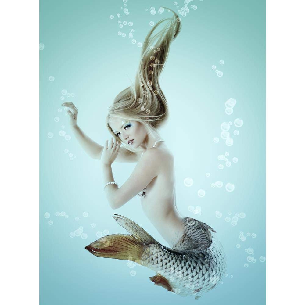 ArtzFolio Mermaid Beautiful Magic Underwater Mythology Canvas Painting | MDF Wood Mounting Frame 12 x 16.1 inch (30 x 41 cms)