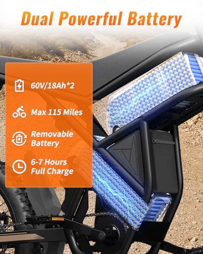 Image of GT73 / GT54 Electric Dirt Bike for Adults Teens - 3000W / 2500W Motor 50 /37 MPH High-Speed, 25 inch /14 inch Fat Tires & Dual Removable Battery(60V /48V) | All-Terrain Off-Road eBike for Snow, Sand