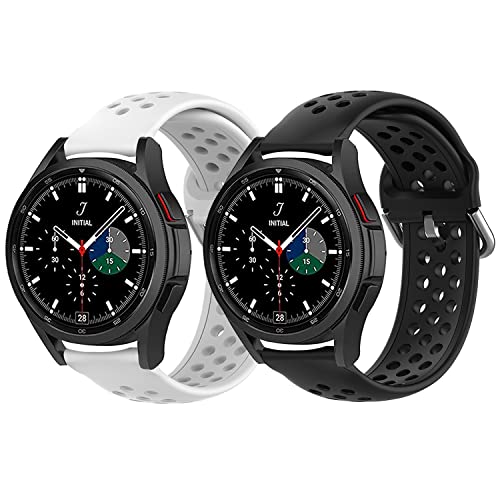 Pailebi 20mm Quick Release Replacement Watch Band for Samsung Galaxy Active 2 40mm 44mm/Galaxy Watch 4/Galaxy Watch 42mm/Gear Sport/Amazfit Bip/VivoActive 3 Music Sport Watch Bands For Men Women,2 Pack(White+Black,20mm)