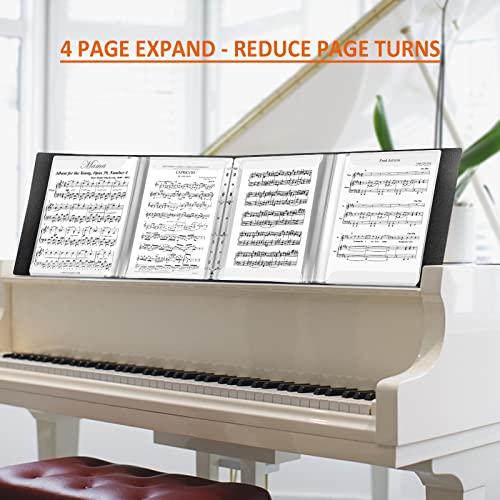 Sheet Music Folder, 8.5 × 11 Music Binder, 4 Page Expand, 52 Pages Capacity, Writable Choir Folder, Black #TOP3