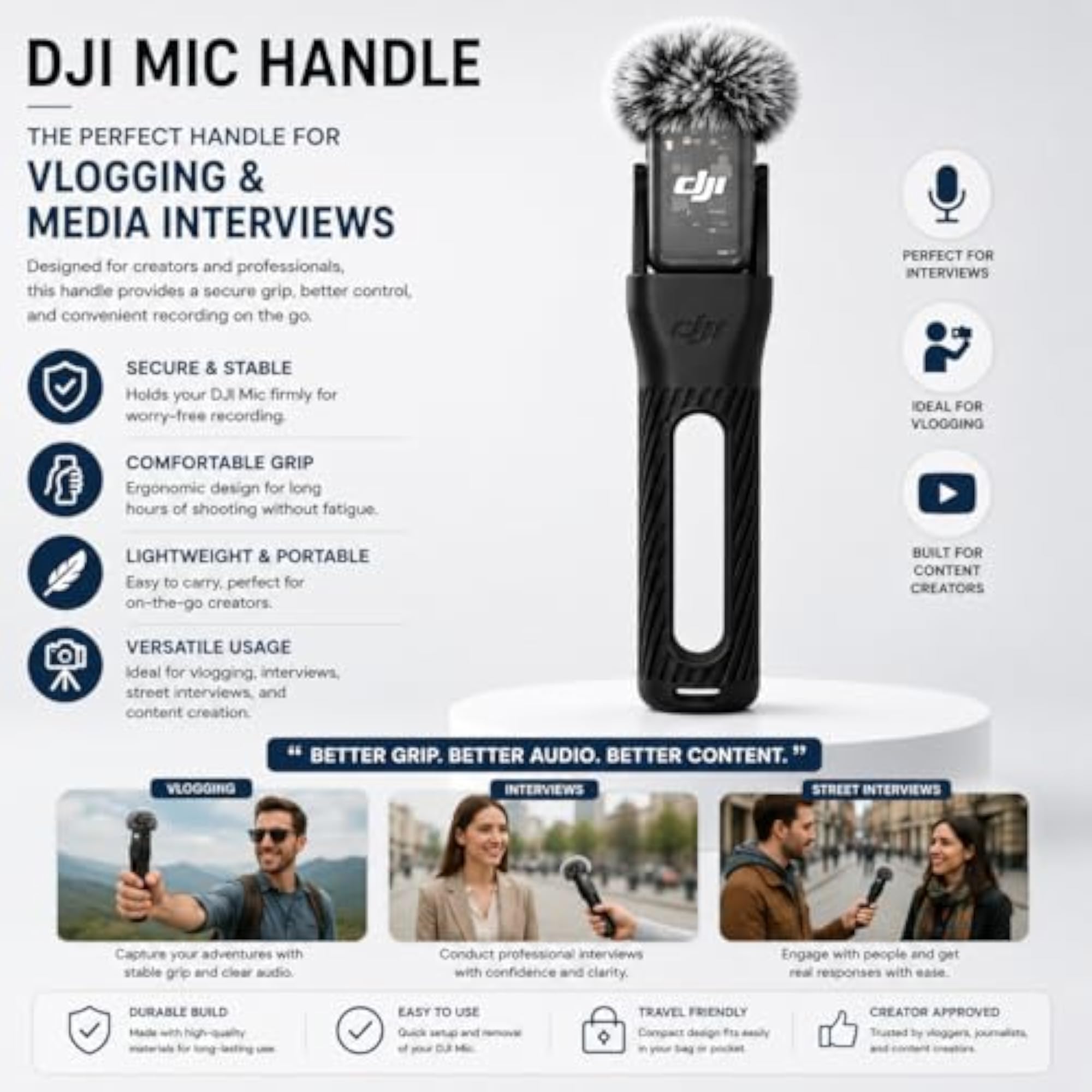 Microphone Adapter Handle for DJI Mic 2