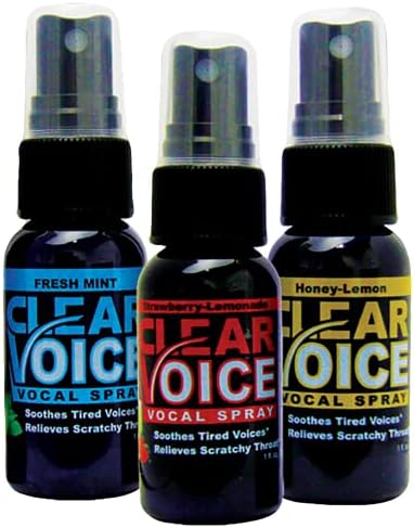 Clear Voice Oral Throat Spray Moisturizer Relief Vocal Booster Treatment Secret – Honey Lemon Flavor, Fresh Mint and Strawberry Lemonade - 1 Fl Oz, 3 Pack