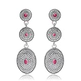 Pink Western Earrings Jewelry for Women Vintage Pink Turquoise Earrings Dangling Turquoise Jewelry Accessories Boho Western Jewelry Outfit Dress Chic Wear Country Concert Outfits for Women