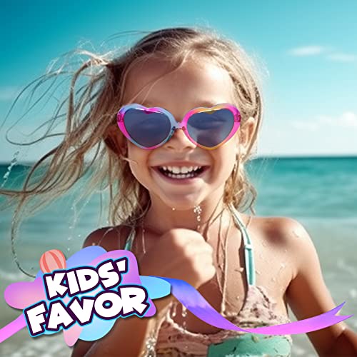 PinkSheep Sunglasses for Girls, Baby Kids Polarized Sunglass with Case, Unicorn Heart Glasses UV400 Protection Plastic Frame2
