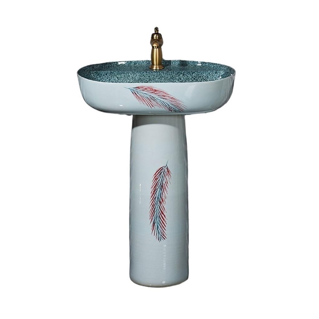 Home Balcony Column Washbasin Courtyard Ceramic Floor-Standing Bathroom Bowl Sink