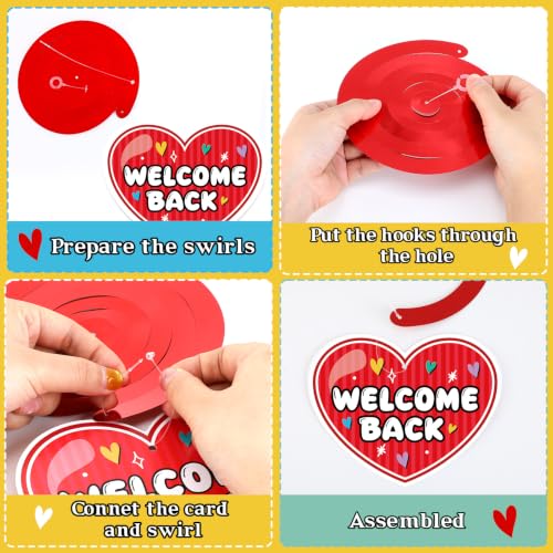 Image of Welcome Back To Work Decoration Banner So Glad You're Back To Work Banner and Hanging Swirls for Office Party Supplies - Gold
