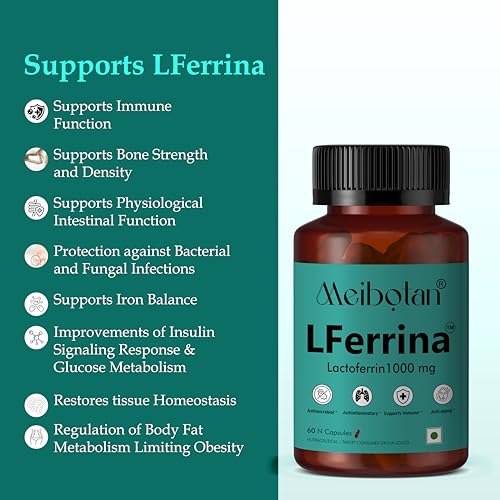 Image of Lactoferrin supplement multifunctional protein, Antimicrobial, Antiinflammatory, Production of white blood cells, Regulates iron metabolism, Digestion Support- 60 Veg Capsules