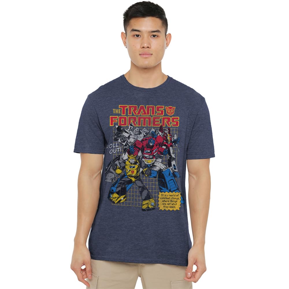 Hasbro Unisex Navy Transformers World Roll Out T Shirt, Small