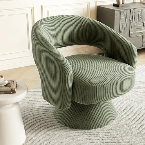 HOMCOM Corduroy Swivel Barrel Chair