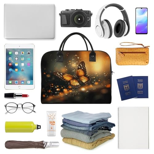 Maletín ligero para laptop unisex naranja con mariposa miniatura 5