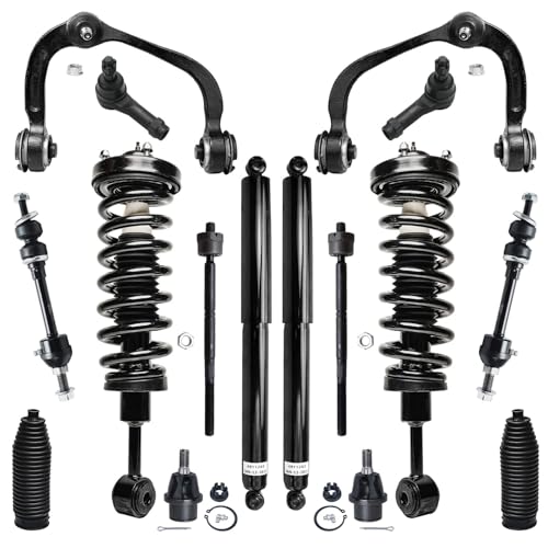 Image of Detroit Axle - Front End 16pc Suspension Kit for 05-08 Ford F-150, 06-08 Lincoln Mark LT, Upper Control Arms Lower Ball Joints Struts Tie Rods Sway Bars Rear Shock Absorbers Boots 2007 Replacement