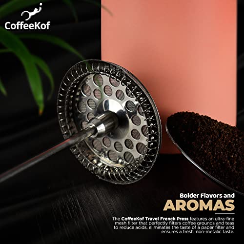 Coffeekof Portable Travel French Press Stainless Steel, 16Oz - Ideal For Camping, Gifting - Coffee And Tea Maker - Compact, Durable, Insulated,Pink. #TOP5