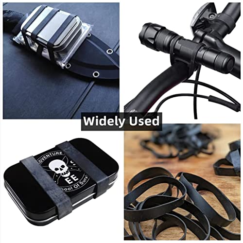 #64 Tactical Rubber Bands - 100 Pieces Thick Wide Heavy Duty Black Uv Heat Cold Resistant Industrial Strong Elastic Rubber Bands For Military Outdoor Hiking Survival Camping Biking Fishing Fixed Item #TOP5