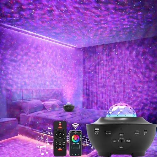 Image of Elec3 Galaxy Projector for Bedroom, Ocean Light Projector with Bluetooth Speaker and RC Water Wave Lamp Northern Night Light Ocean Themed Decor Ambient Lights for Kids Adult Bedroom/Game Room Decor