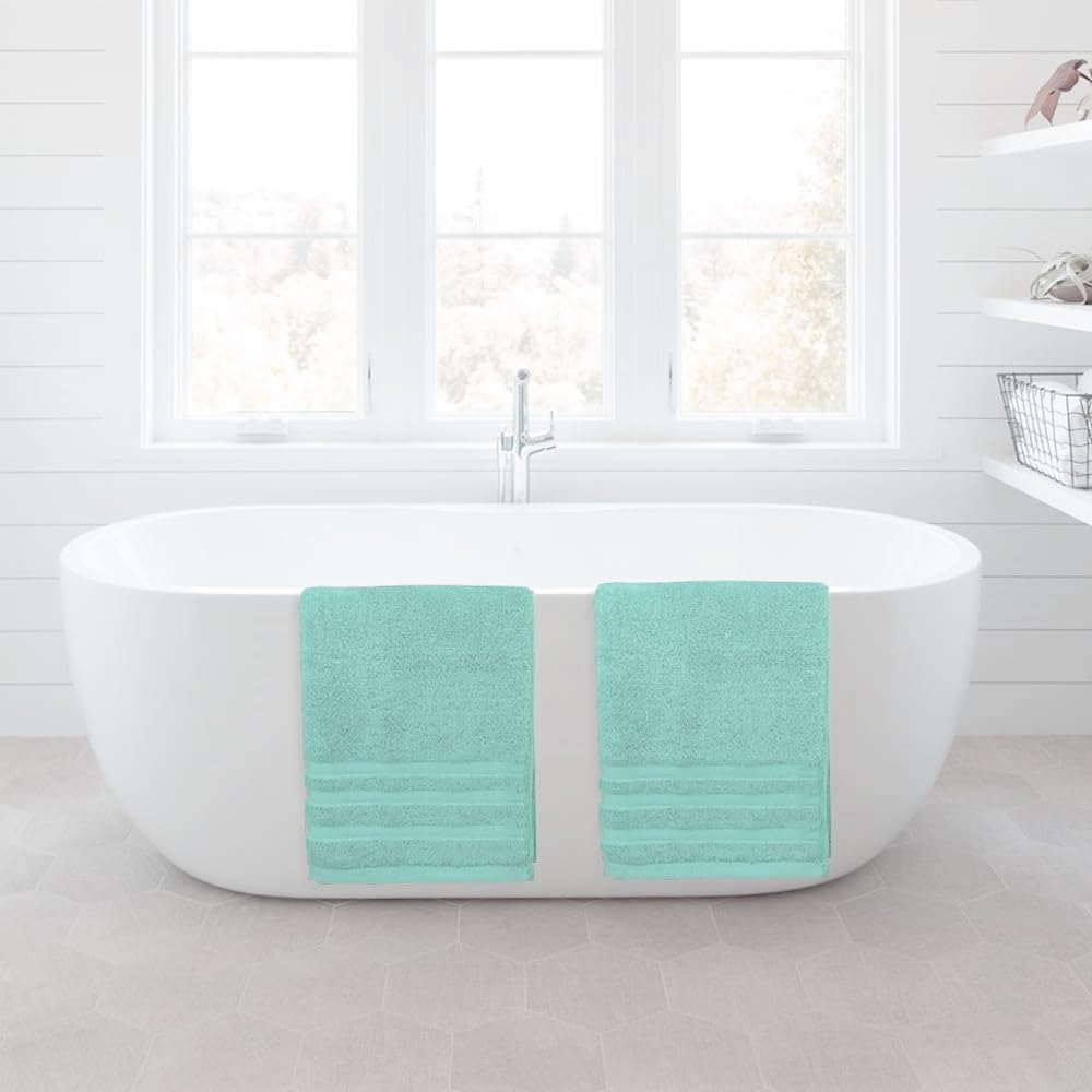 WovenWonder Pack of 2 Super Jumbo Bath Sheets (100 x 200 cm-600GSM) Luxury 100% Egyptian Cotton Soft Extra Large Bath Sheet Towels Highly Absorbent & Quick Dry Hotel Quality Towel Set (Mint) - Image 2