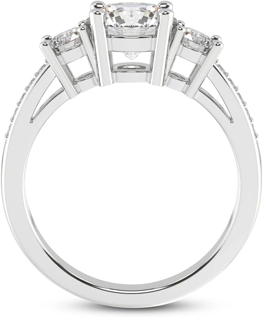 FRIENDLY DIAMONDS Lab Grown Diamond Ring For Women IGI Certified | 1-5 Carat Trilogy Three Stone Lab Diamond Ring | 14K Or 18K White, Yellow Or Rose Gold | FG-VS Quality