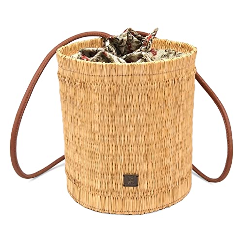 Handmade Wicker Vegan Straw Basket Round Backpack for Women Made in Portugal
