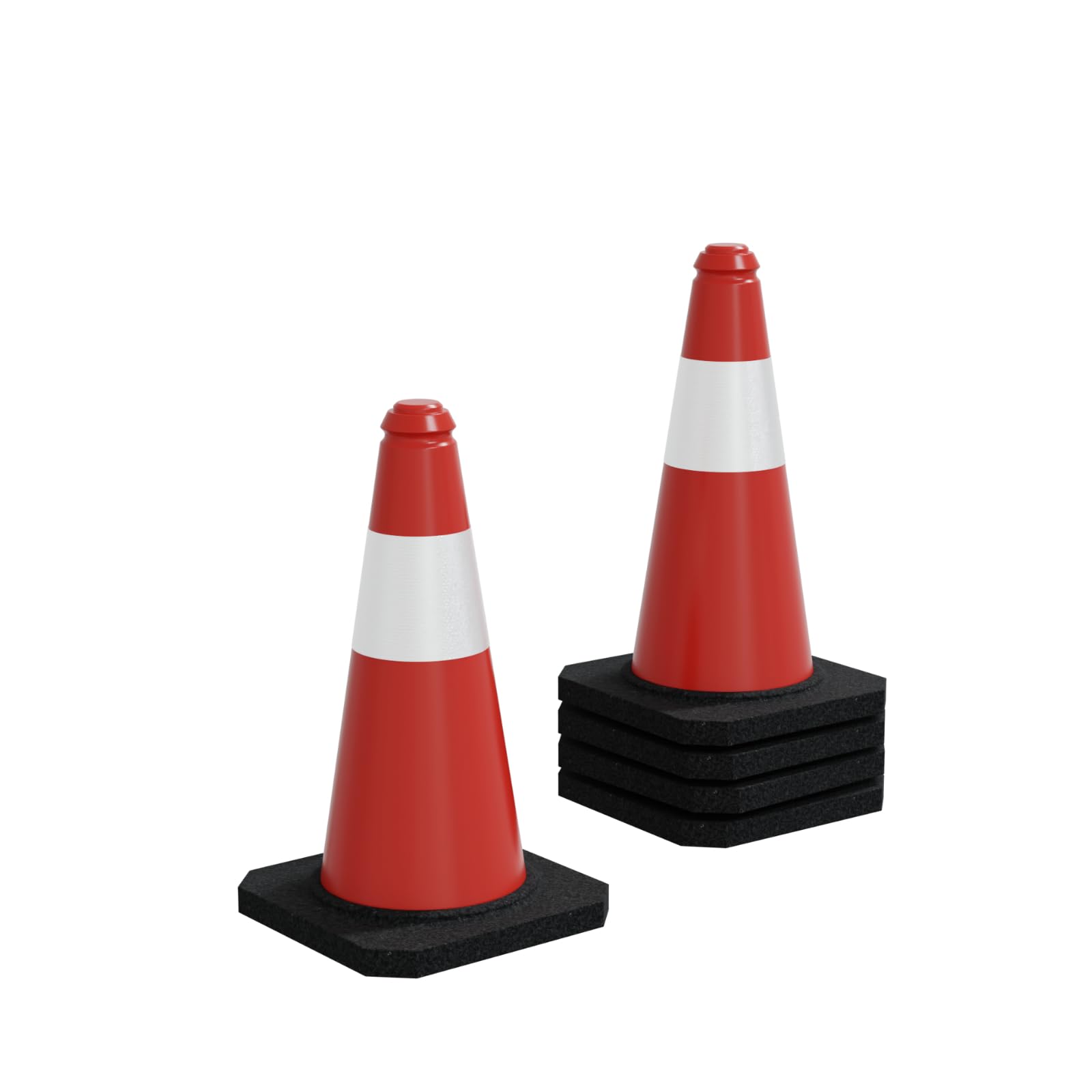 HAGO24 | 5er Set | Warnkegel | Verkehrsleitkegel | Pylon | 51cm | Absperrkegel | Reflektierend | Flexibel | Witterungsbeständig | Hütchen | Stabil | Markierung | Baustelle