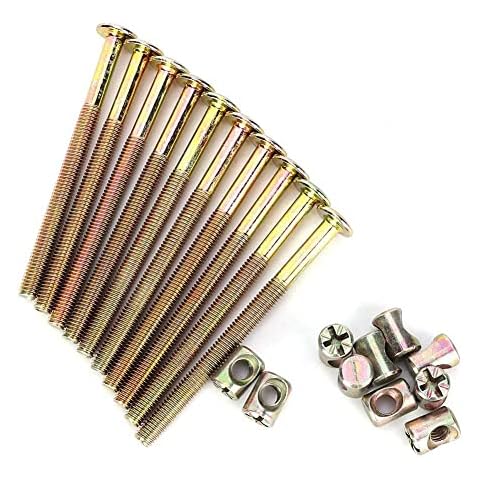 10 Pack M6 X 150mm Barrel Bolt Nuts, Cross Dowel Set bunk Bed Bolts Carbon Steel Furniture Bolts with Dowel Nut Connector Fastener for Furniture Cots Beds Chair Crib Spare Connector Parts Cover