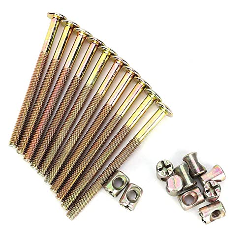 M6 * 150Mm Furniture Bolts, 10 Pcs Carbon Steel Furniture Bolts With Barrel Nuts Dowel Nut Connector Fastener For Chairs Furniture Beds Crib Spare Connector Parts #TOP15