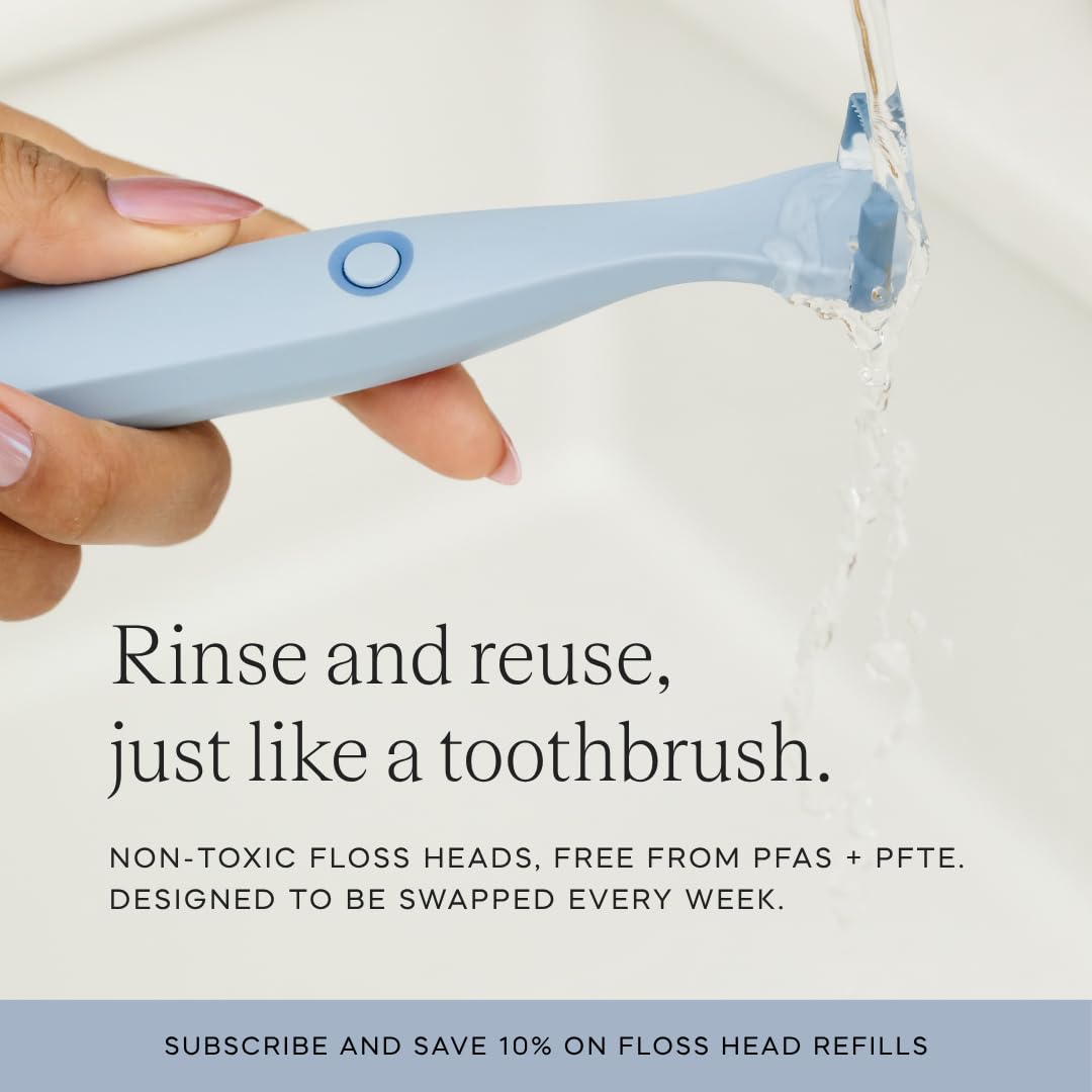 Slate Origin - Flosser elettrico 3 in 1, alimentato a batteria, inventato dal dentista, con testine riutilizzabili, spazzole per gengive e raschietto per lingua, 12.000 vibrazioni soniche, senza PFAS