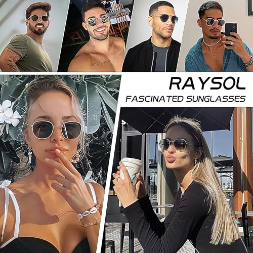 RAY SOL Polarized Hexagonal Sunglasses for Women Men Small Square Sun Glasses 100% Real Glass Lens Shades Metal Frame4