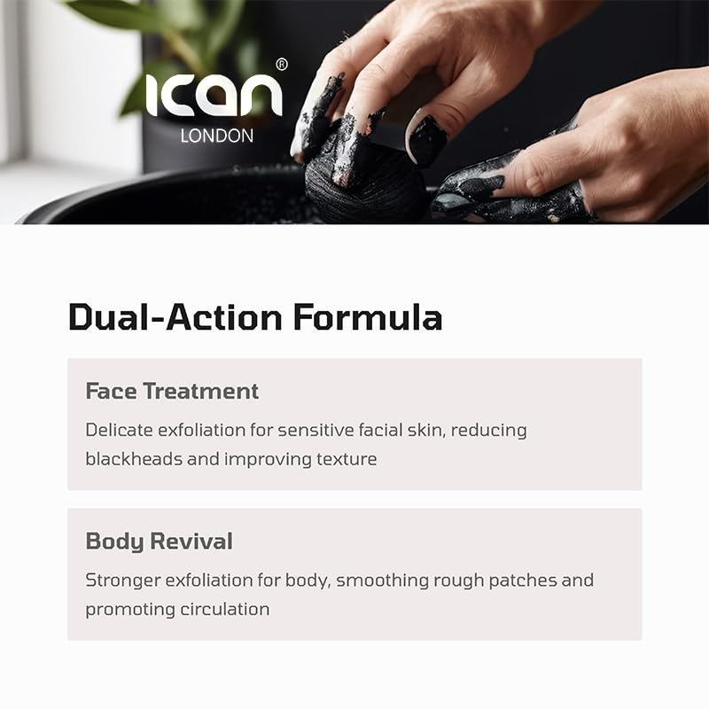ICan London Charcoal Face and Body Scrub, Exfoliating and Detoxifying, 500ml, 500 ml (Pack of 1) - Image 4