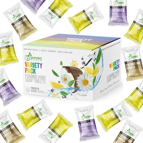 18 Pack Natural Foaming Hand Soap Tablets - Antibacterial Soft Moisturizing Handwash Tab Refills - 1 Tablet = 9 Oz Liquid Wash Foam Handsoap - Eco-Friendly Softsoap Refill Tabs (18 Variety Pack)