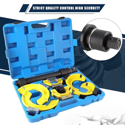 Image of Spring Compressor Tool Macpherson Interchangeable Fork Strut Coil Extractor Tool Set with Safety Guard (Overload Protection Device) Allow The Use of Impact Wrenches