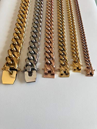 HarlemBling Men's Miami Cuban Bracelet - 8-18mm - Iced Men's Heavy Cuban Link - 14k 18k Yellow Or Rose Gold Over Stainless Steel - Never Changes Color4