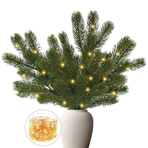 TINA 4 Bündel Beleuchtete Tannenzweige Künstlich wie Echt 44cm,...