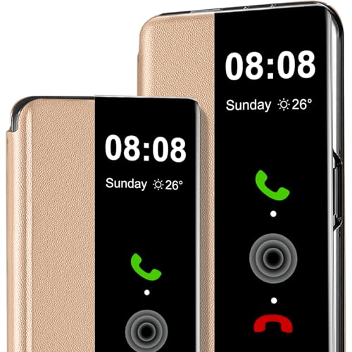 Coque Samsung S26 5G Clear View dorée avec protection écran tactile