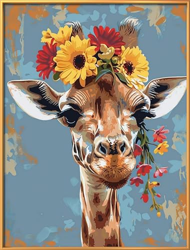 Image of Leczany Cross Stitch Patterns Stamped Kit for Beginners | Embroidery Supplies DIY Craft Kit Needlepoint for Adults Starter | 11CT, 3 Strands | Giraffe 15.8x20.9 inches