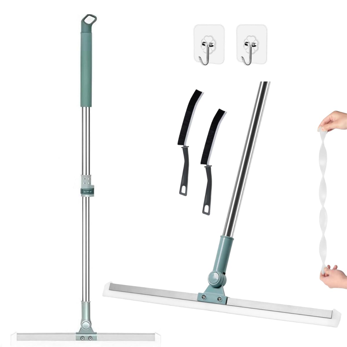 50 CM Magic Broom Sweeper for Floor Cleaning –180° Multifunctional Silicone Wiper Mop with Stainless Steel Extendable Handle – Wet & Dry Use – Bathroom Floor Wiper & Window Squeegee Viper for Home (1)-image-22