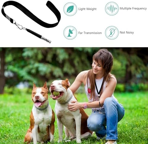 HRYYDS 2 Pack Dog Whistle, Dog Whistle to Stop Barking Neighbors Dog, Adjustable Ultrasonic Silent Dog Whistle, Professional Recall Dog Training Whistles, with Lanyard (Black and White) — view 3