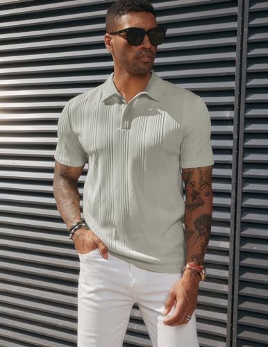 Image of PJ PAUL JONES Mens Polo Shirts Short Sleeve Textured Knit Polos