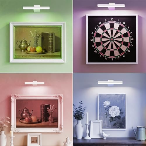 Picture Lights for Wall Battery Operated White Wireless Art Light for Paintings, Rechargeable Display Lighting for Picture with Remote Control, RGB Poster Lights for Gallery, Frame, Portraits, 2 Pack by Giawosth - Used condition - Image 8