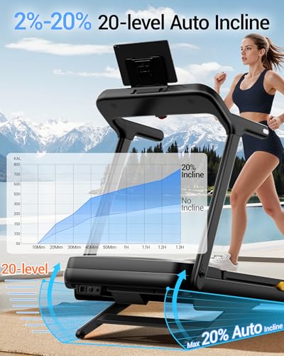 Image of Foldable Incline Treadmill with 20% Auto Incline for Small Spaces Apartments, 3.5 /4.0HP 400LBS Capacity Under Bed Treadmill, Portable Running Machine for Home Workout