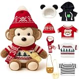 Destlife Monkey Stuffed Animal with 9 Clothes & Accessories, Return Gifts Birthday Favors Classroom Prize Christmas Stuff, 12 in Cute Stuffed Monkeys Plush, Dress-Up Monkey Toy for Kids