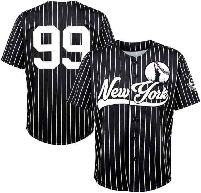 Men's New York 99 Baseball Jerseys Shirts Hip Hop Button Down for Party Xmas