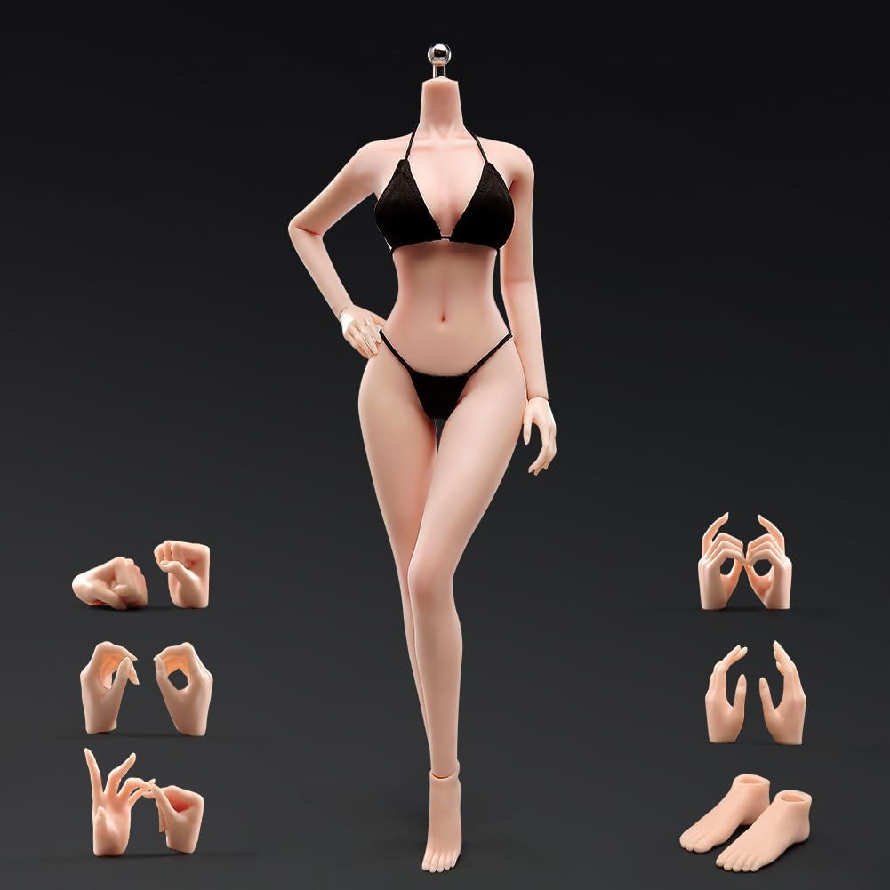- 1:6 Scale Make Up Female Body with Clothes Super Flexible Joints Miniature Action Figure Seamless Body Large Breast for Hobby Collection (240101T Normal Skin)